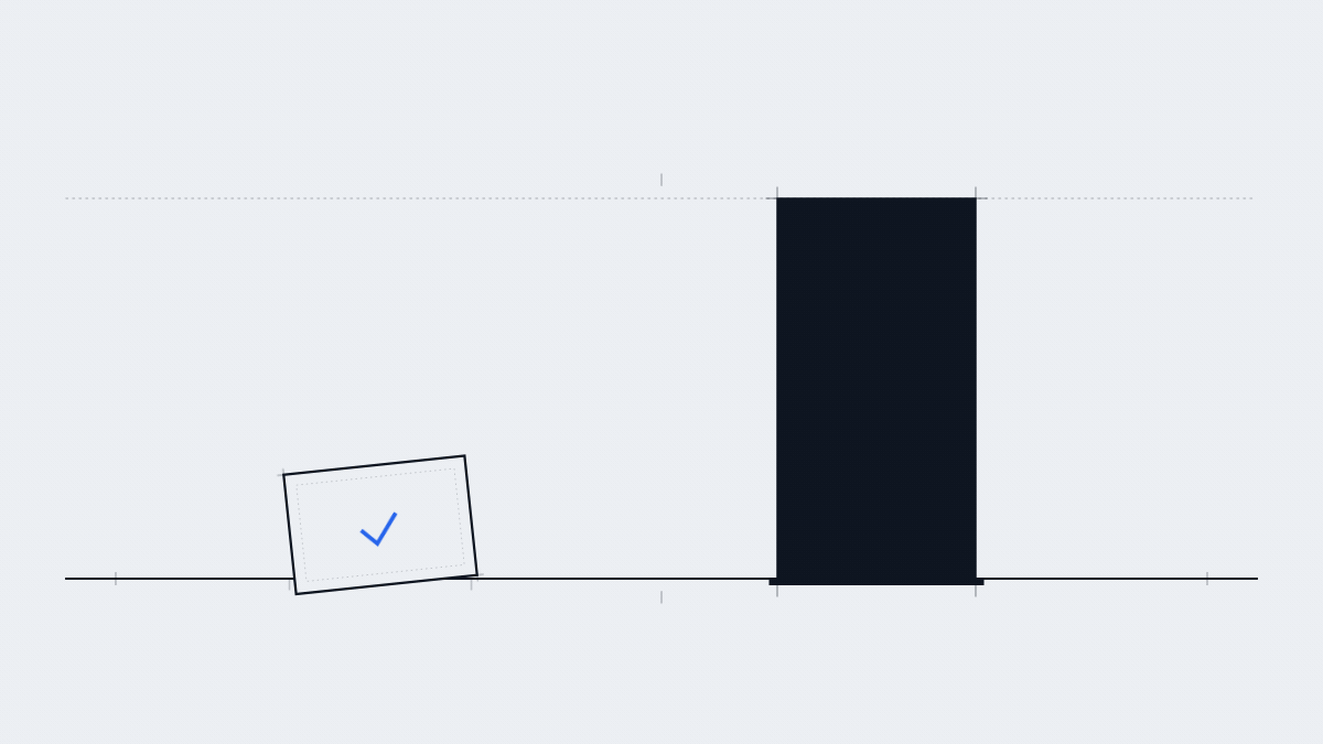 A tick completing on the card while the subject stays untouched