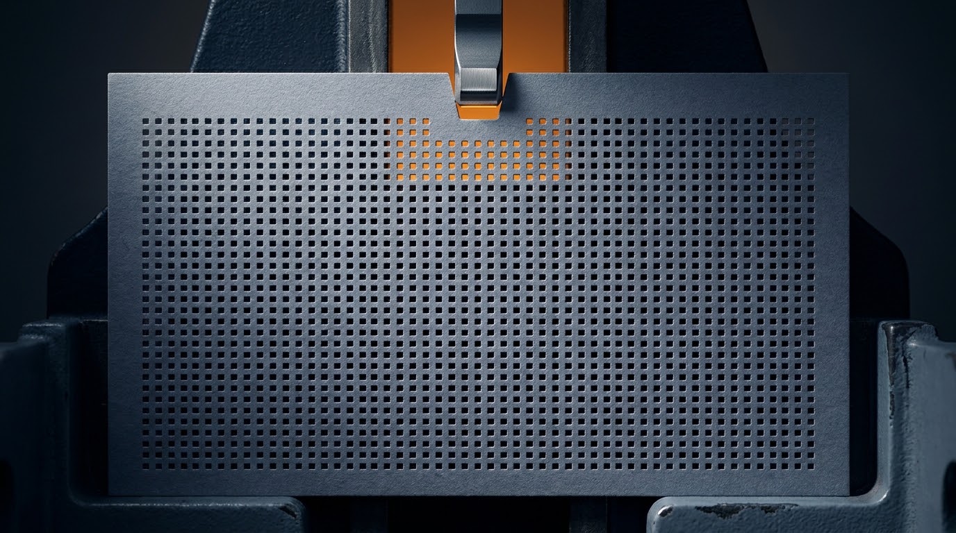 A symmetric field of perforations, and the one notch that decides the whole route