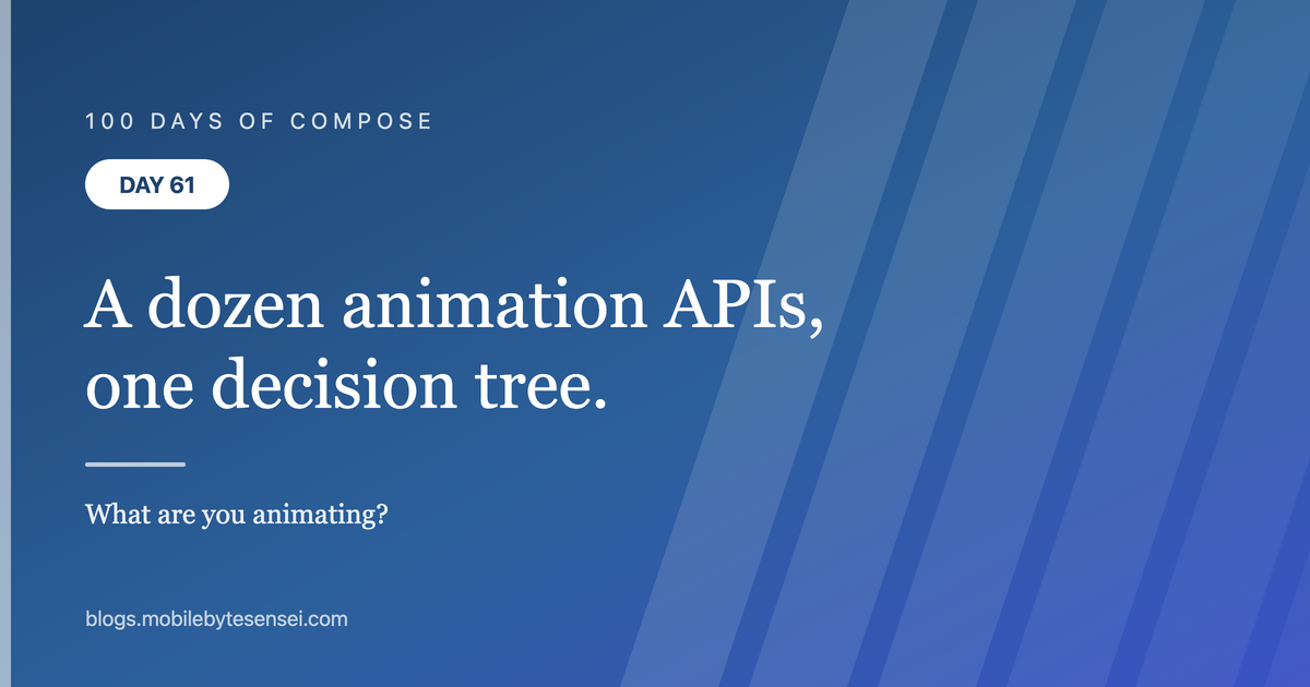 Day 61 — Compose has a dozen animation APIs and one decision tree