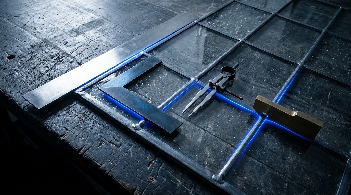Four instruments, all reading true, none of them touching the glass