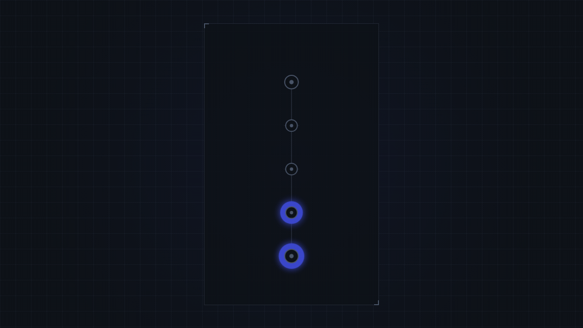 A vertical tree of five nodes. One leaf node at the bottom pulses and turns unstable; the instability then travels UPWARD, node by node, each one changing state in turn until the root is affected and