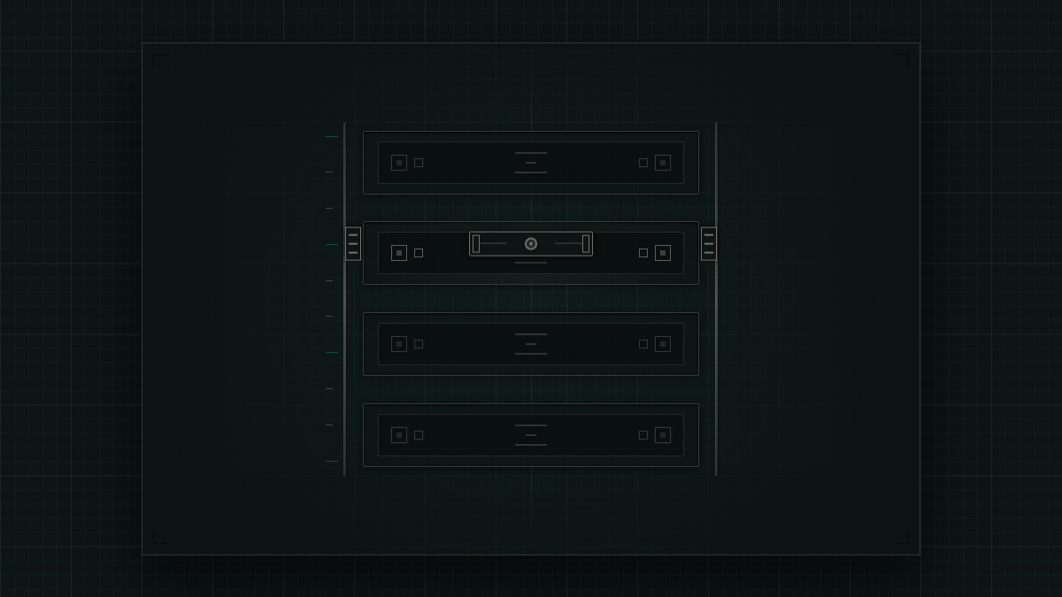 A vertical stack of four index slots, the most specific at the top. A seeking marker drops onto the top slot: it does not latch, and falls to the next; not that one either; falls again; and finally la