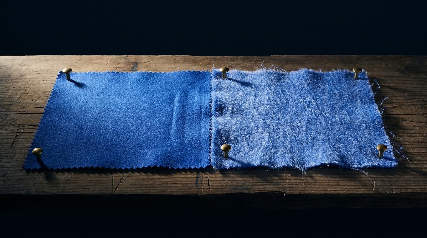 One dye, two finishes, reading as two shades