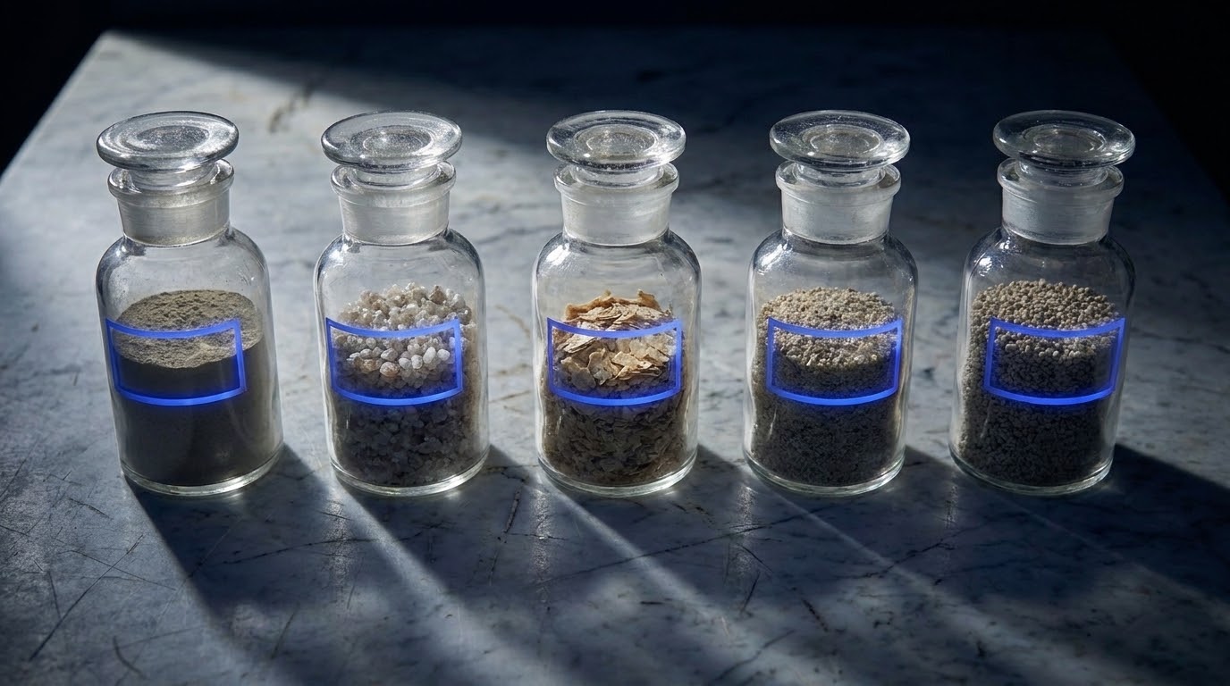 Five jars whose contents can only be told apart by whoever filled them