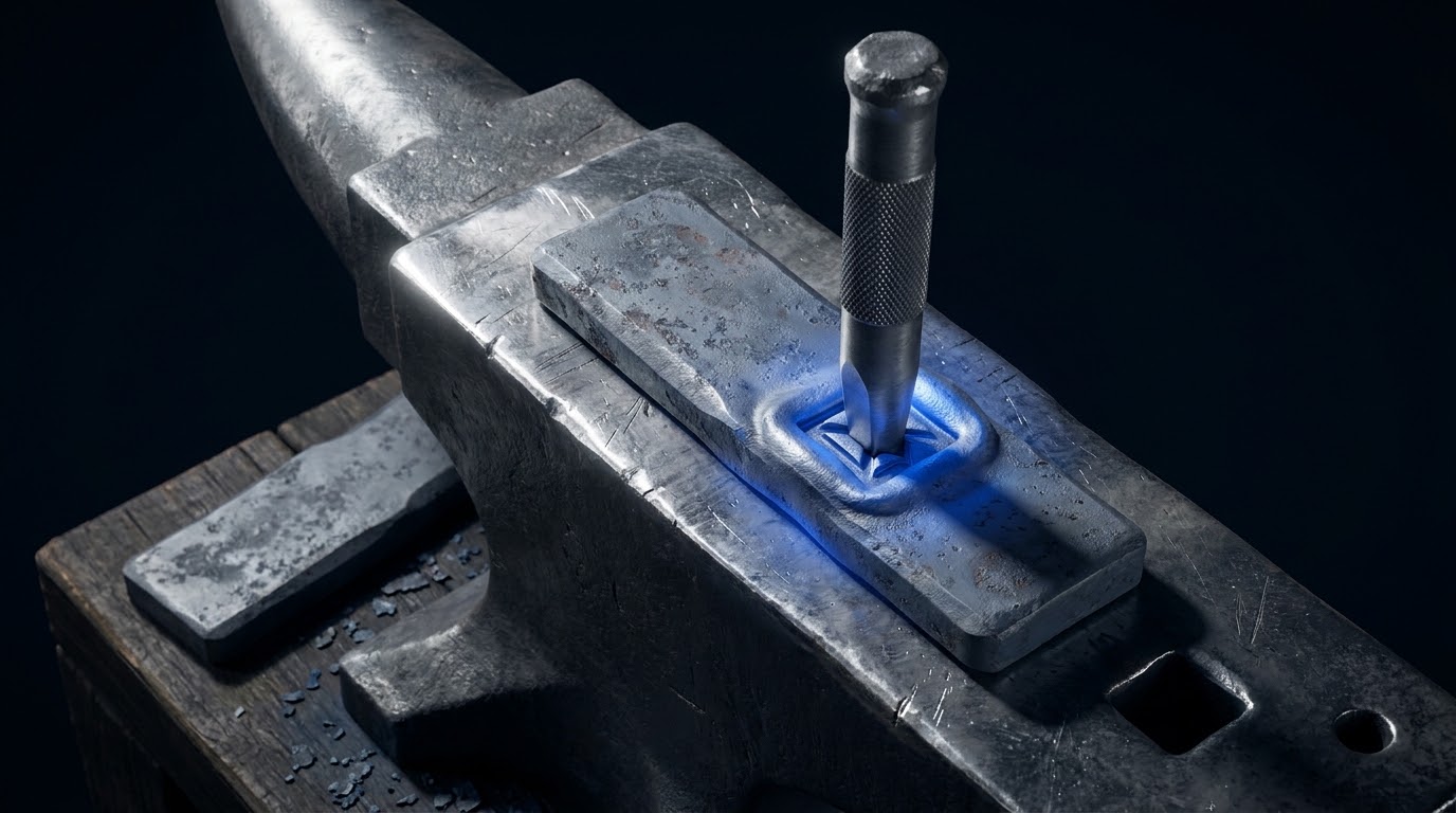 Struck while the metal was still workable, which is the only moment it could be