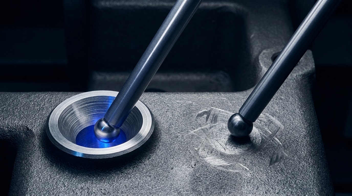 A machined seat that gives the same reading every time, beside one that does not