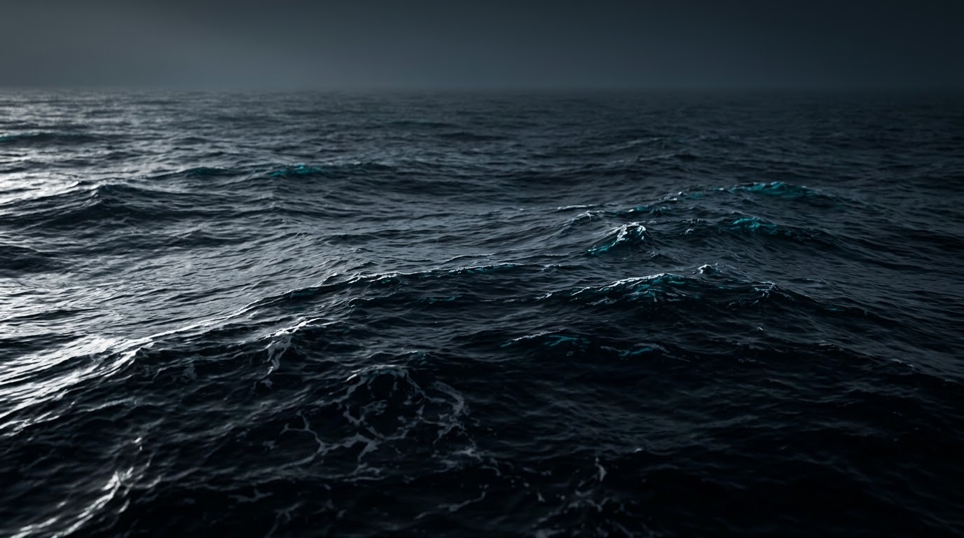 Water that offers nothing to navigate by
