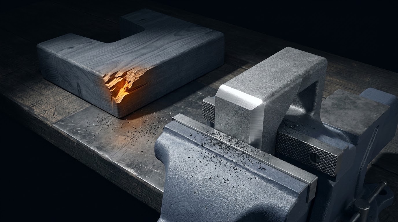 The casting corrected on the bench while the pattern keeps its flaw