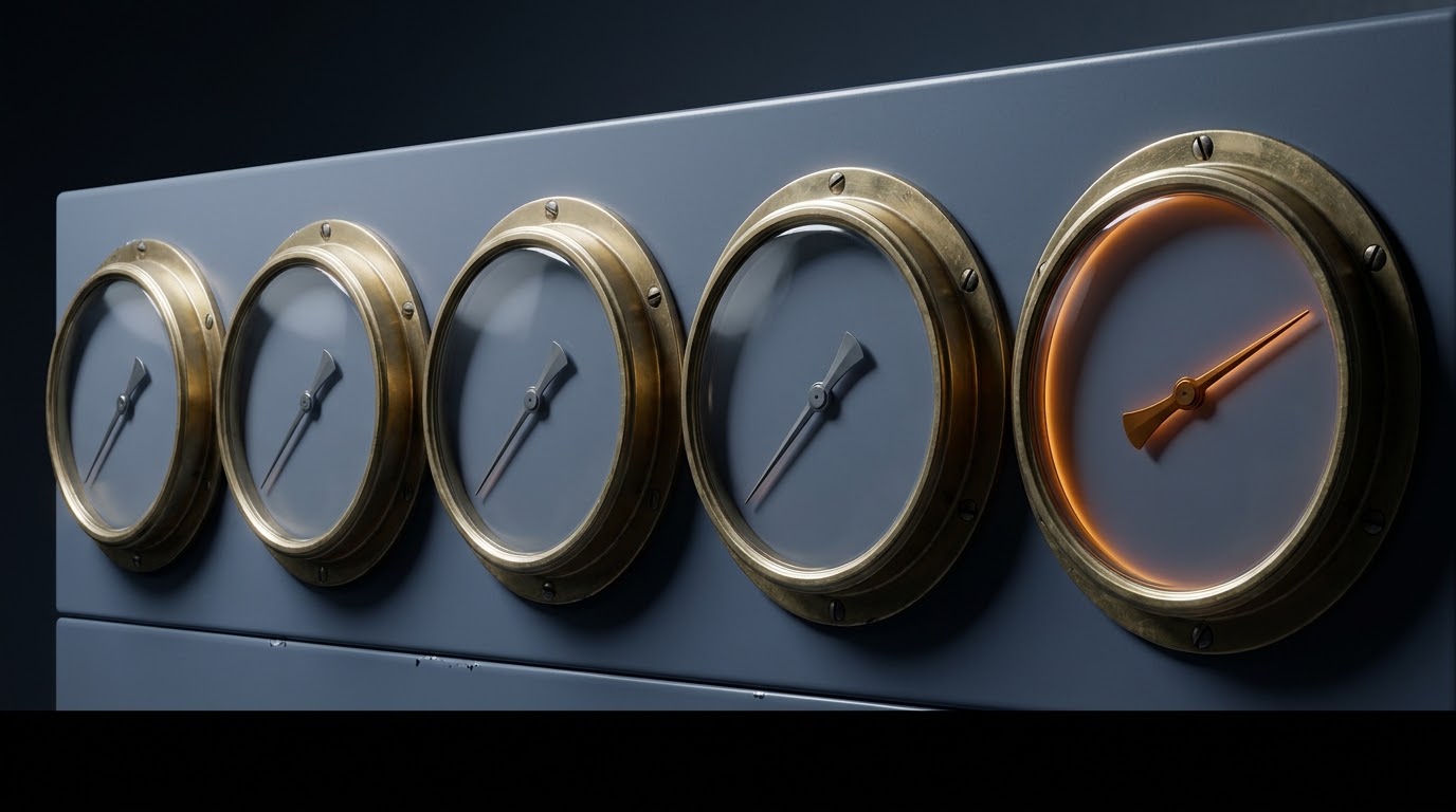 An instrument whose needle sits where it always sits, so the day it does not is obvious